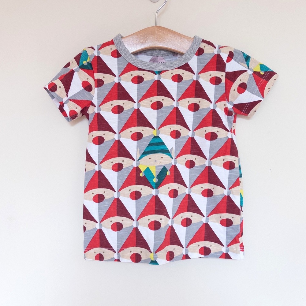 Next Christmas T-Shirt Red Santa Elf Geometric Holiday Toddler 12-18M